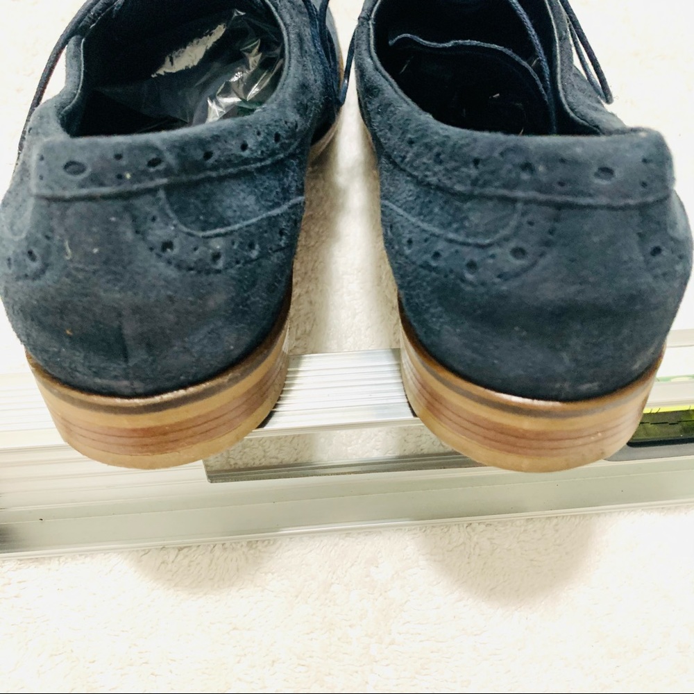 MINELLI Italy Blue Suede Wingtip Leather Shoes 8.5 - Picture 6 of 9
